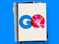 Photo illustration of an open magazine with the GQ logo, but the “Q” is a broken pink record.