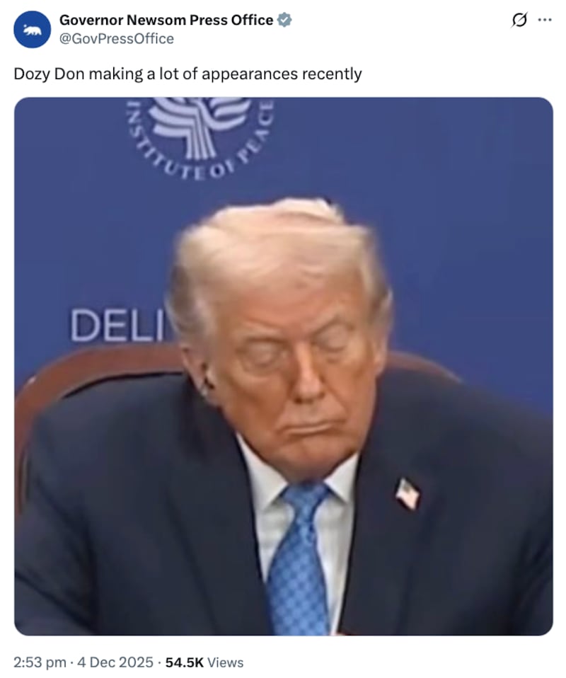 Gavin Newsom tweet about Dozy Don