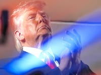 President Donald Trump watches the start of Game 3 of the NBA Finals between New York Knicks and San Antonio Spurs at Madison Square Garden on June 8, 2026 in New York City.