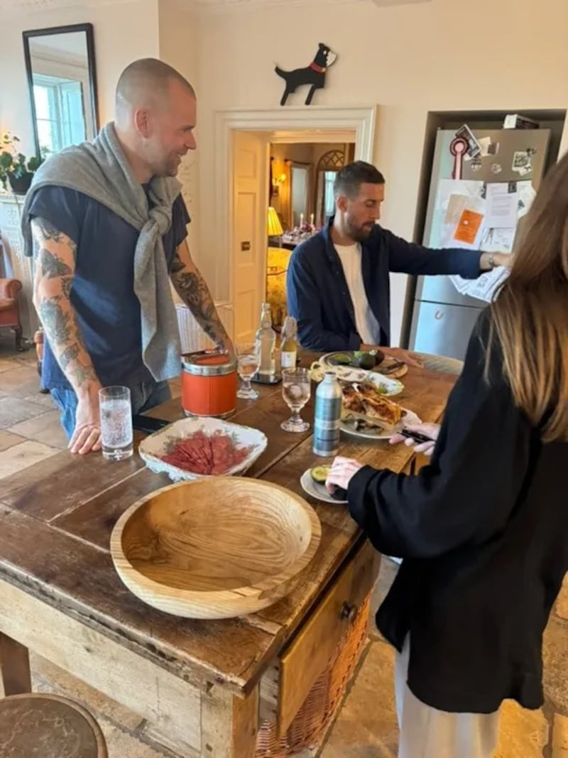 Chris and Jason in the farm kitchen.
