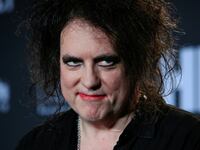 Robert Smith, lead singer of The Cure, speaks at the press room during the 2019 Rock and Roll Hall of Fame induction ceremony in Brooklyn, New York, March 29, 2019.