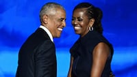 Former US President Barack Obama arrives onstage after his wife and former First Lady Michelle Obama introduced him on the second day of the Democratic National Convention (DNC) at the United Center in Chicago, Illinois, on August 20, 2024. Vice President Kamala Harris will formally accept the party's nomination for president at the DNC which runs from August 19-22 in Chicago.