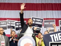 Former basketball player Royce White takes the stage at the Minnesota Republican Party convention.