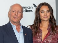 NEW YORK, UNITED STATES - 2019/10/11: Bruce Willis and Emma Heming Willis wearing dress by Bottega Veneta attend Motherless Brooklyn premiere during 57th New York Film Festival at Alice Tully Hall.