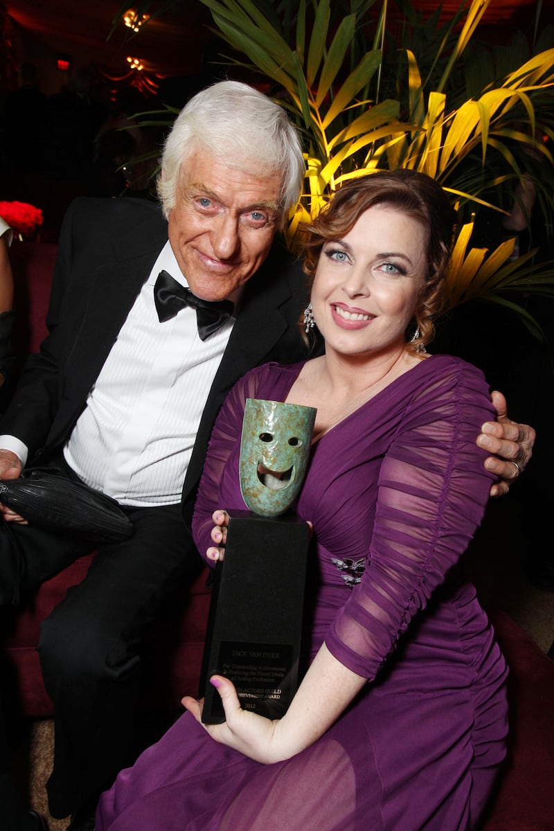 Life Achievement Award winner Dick Van Dyke is congratulated by Arlene Silver during the 19th Annual Screen Actors Guild Awards held at The Shrine Auditorium on January 27, 2013, in Los Angeles, California.