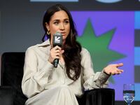 Meghan, Duchess of Sussex speaks onstage during the Breaking Barriers, Shaping Narratives: How Women Lead On and Off the Screen panel during the 2024 SXSW Conference and Festival in Austin.
