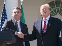 President Donald J. Trump holds a news conference with President Jair Bolsonoro of Brazil at the White House in 2019.