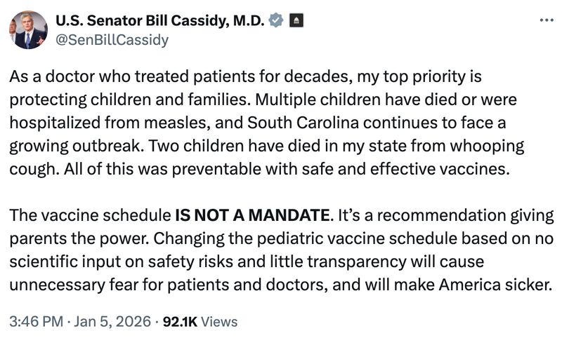 Sen. Bill Cassidy on X