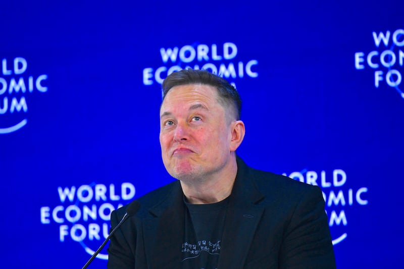 Business person Elon Musk delivers a speech during the World Economic Forum Annual Meeting in Davos