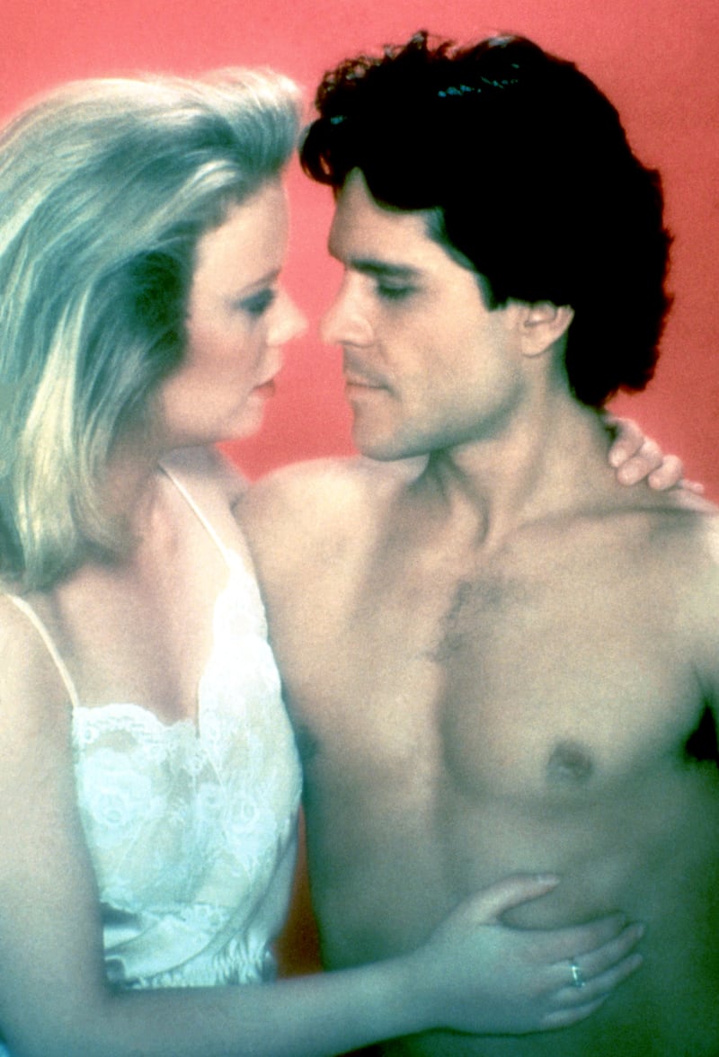 Marcy Walker (as Eden Capwell) and A Martinez (as Cruz Castillo) of the soap opera "Santa Barbara" pose for a promotional portrait circa 1986.