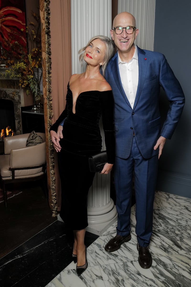 LONDON, ENGLAND - NOVEMBER 3: Paulina Porizkova and Jeff Greenstein attend the Estée Lauder and Harrods Dinner Celebrating Beauty at Every Age on November 3, 2025 in London, England. (Photo by Darren Gerrish/WireImage for Estée Lauder)