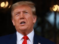Former U.S. President Donald Trump speaks at Mar-a-Lago on February 08, 2024