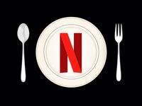 An illustration that includes images of a Dinner Party and the Netflix logo.
