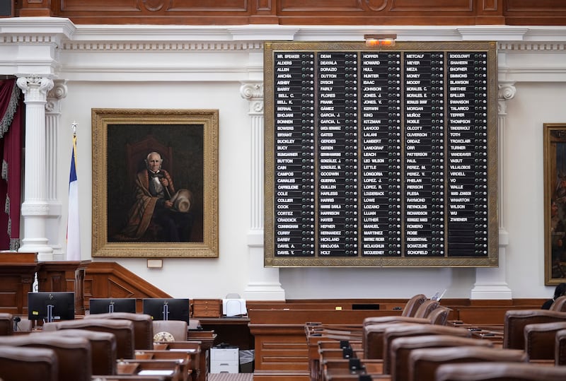 The House Chamber at the Capitol in Austin, Texas is pictured empty Aug. 5, 2025. A quorum was not present after most Democrat state representatives left Texas to break quorum and block a vote on a Republican plan for Congressional redistricting.