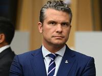 US Defense Secretary Pete Hegseth looks on ahead of the meeting of the Ukraine Defence Contact Group, part of the meeting of NATO Ministers of Defence Summit at the NATO headquarters in Brussels on October 15, 2025.