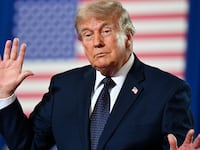 President Donald Trump dances on stage after delivering remarks during a campaign and economic policy event in the Eugene Levy Fieldhouse at SUNY Rockland Community College on May 22, 2026 in Suffern, New York. Trump traveled to the Hudson Valley to help bolster the campaign of Rep. Mike Lawler (R-NY) as he seeks reelection in what is expected to be one of the nation’s most closely watched House races this November.