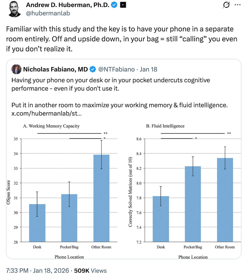 Screenshot of an Andrew Huberman X post.
