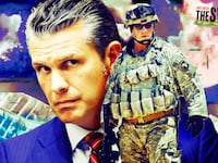 A photo illustration of Pete Hegseth, Col. Michael Steele in Iraq in 2006, and screen grabs from US boat strikes off the coast of Venezuela.