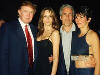 From left, American real estate developer Donald Trump and his girlfriend (and future wife), former model Melania Knauss, financier (and future convicted sex offender) Jeffrey Epstein, and British socialite Ghislaine Maxwell pose together at the Mar-a-Lago club, Palm Beach, Florida, February 12, 2000. (Photo by Davidoff Studios/Getty Images)