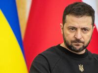 President of Ukraine Volodymyr Zelensky during a press conference.
