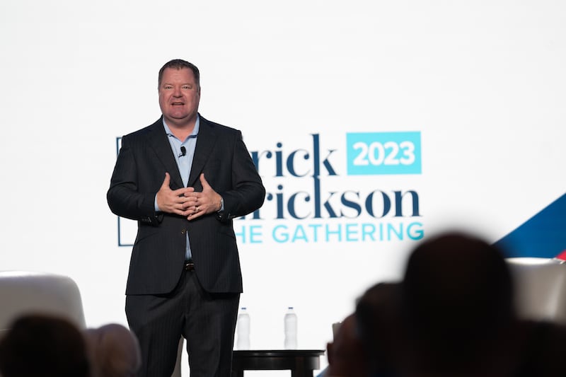 ATLANTA, GEORGIA - AUGUST 18: Conservative radio host Erick Erickson hosts an event for Republican presidential hopefuls and activists on August 18, 2023 in Atlanta, Georgia. The first debate of the Republican Presidential primary is set to take place August 23, 2023. (Photo by Megan Varner/Getty Images)