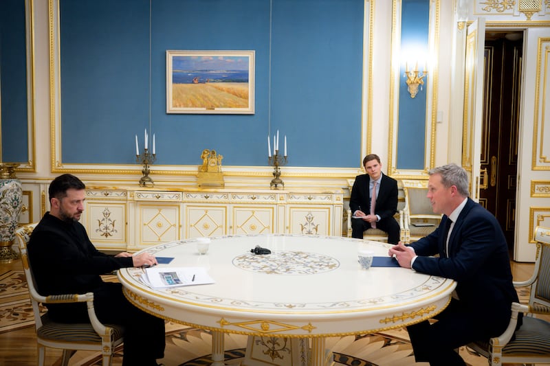 Army Secretary Dan Driscoll sitting down with Ukrainian President Voloymyr Zelensky. The secretary traveled to Kyiv to present the Trump administration peace plan.