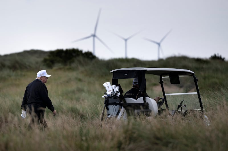 Trump has long protested windmills, like the ones offshore the Trump International Golf Links course in Scotland, where he visited last summer.