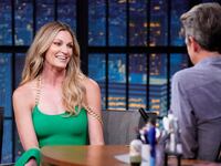 Sportscaster Erin Andrews during an interview with host Seth Meyers