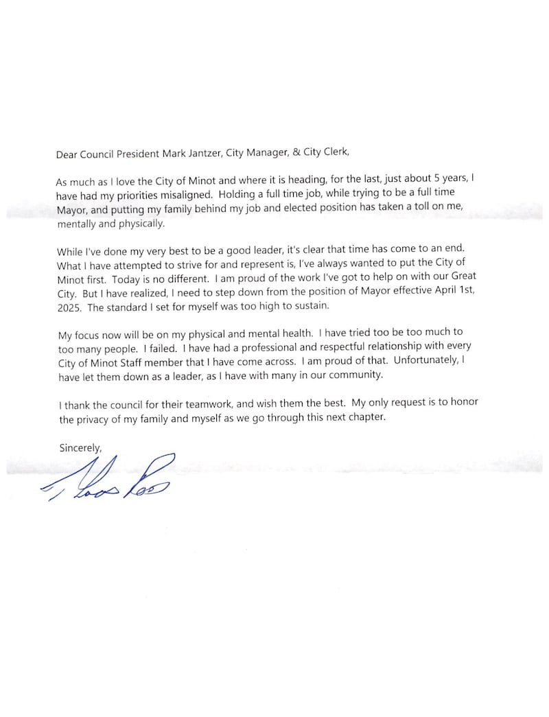 Tom Ross resignation letter