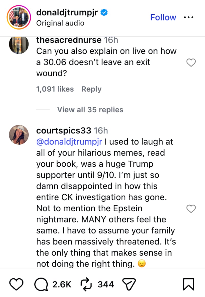 Instagram screenshot/@DonaldTrumpJr