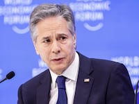 US Secretary of State Antony Blinken speaks at an event of the World Economic Forum (WEF) in Davos, January 17.