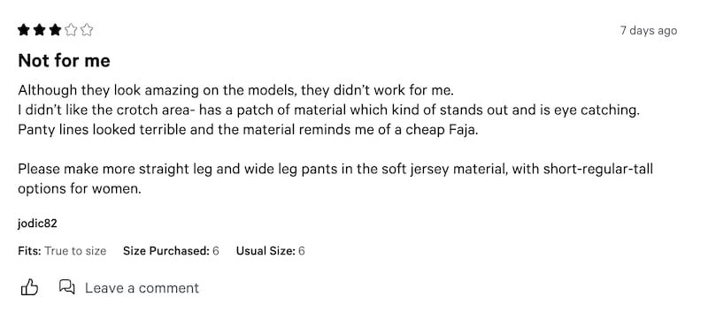 One unsatisfied Lululemon customer's review of the "Get Low" leggings.