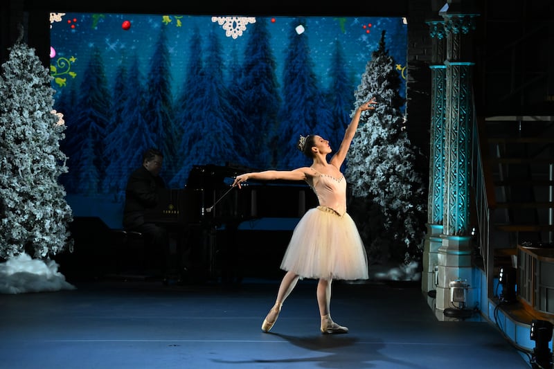 Tiler Peck performs choreography from "The Nutcracker" on "The Late Show With Stephen Colbert."