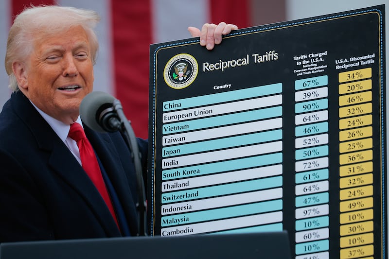 President Donald Trump speaks during a “Make America Wealthy Again” trade announcement event in the Rose Garden at the White House on April 2, 2025 in Washington, DC.