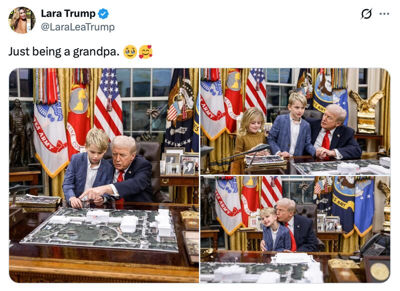 Lara Trump posts images of her children with Donald Trump.