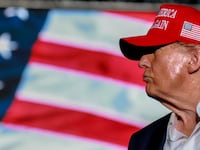 Former U.S. President Donald Trump speaks at a campaign rally at the Trump National Doral Golf Club on July 09, 2024 in Doral, Florida.