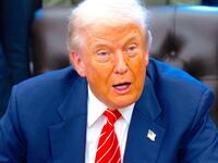 President Donald Trump speaks with the media in the Oval Office of the White House in Washington, DC, February 3, 2026.