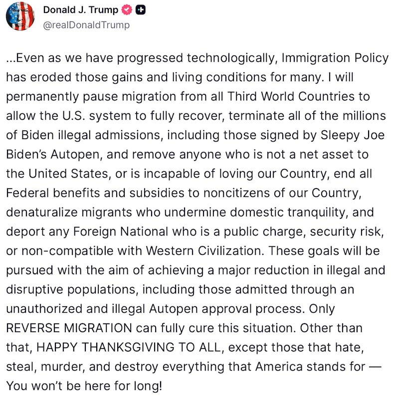 Part two of Donald Trump's Truth Social rant.
