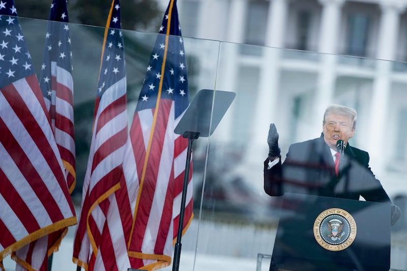 US President Donald Trump speaks to supporters from The Ellipse near the White House on January 6, 2021