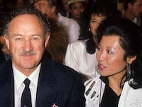 LOS ANGELES - 1986: Actor Gene Hackman and wife Betsy Arakawa pose for a portrait in 1986 in Los Angeles, California. (Photo by Donaldson Collection/Michael Ochs Archives/Getty Images)