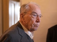 Chuck Grassley (R-IA) leaves the Senate floor as the Senate is working through the weekend on a $95.3 billion foreign aid bill with assistance for Ukraine and Israel at the US Capitol on February 11, 2024 in Washington, DC. The bill includes $60 billion to support Ukraine in its fight against Russia, $14.1 billion in security assistance for Israel, $9.2 billion in humanitarian assistance and $4.8 billion to support regional partners in the Indo-Pacific region, among other provisions, according to the Senate Appropriations Committee.