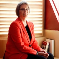 A portrait of Harvard University President Drew Gilpin Faust on campus in June 2017, a year before she stepped down as president.