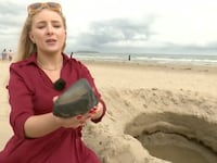 The hole on Portmarnock beach in North Dublin that was initially seen as “mysterious” and possibly proof of a meteor strike.