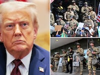 Donald Trump, National Guard split image