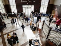 Interior of a building at the conservative Hillsdale College, one of the institutions at the center of a recent New York Times investigation.