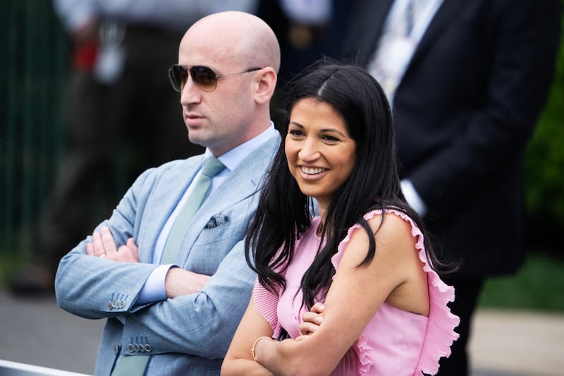 Stephen Miller (L) and Katie Miller (R)