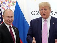 Russia's President Vladimir Putin and U.S. President Donald Trump attend a meeting on the sidelines of the G20 summit in Osaka, Japan June 28, 2019.