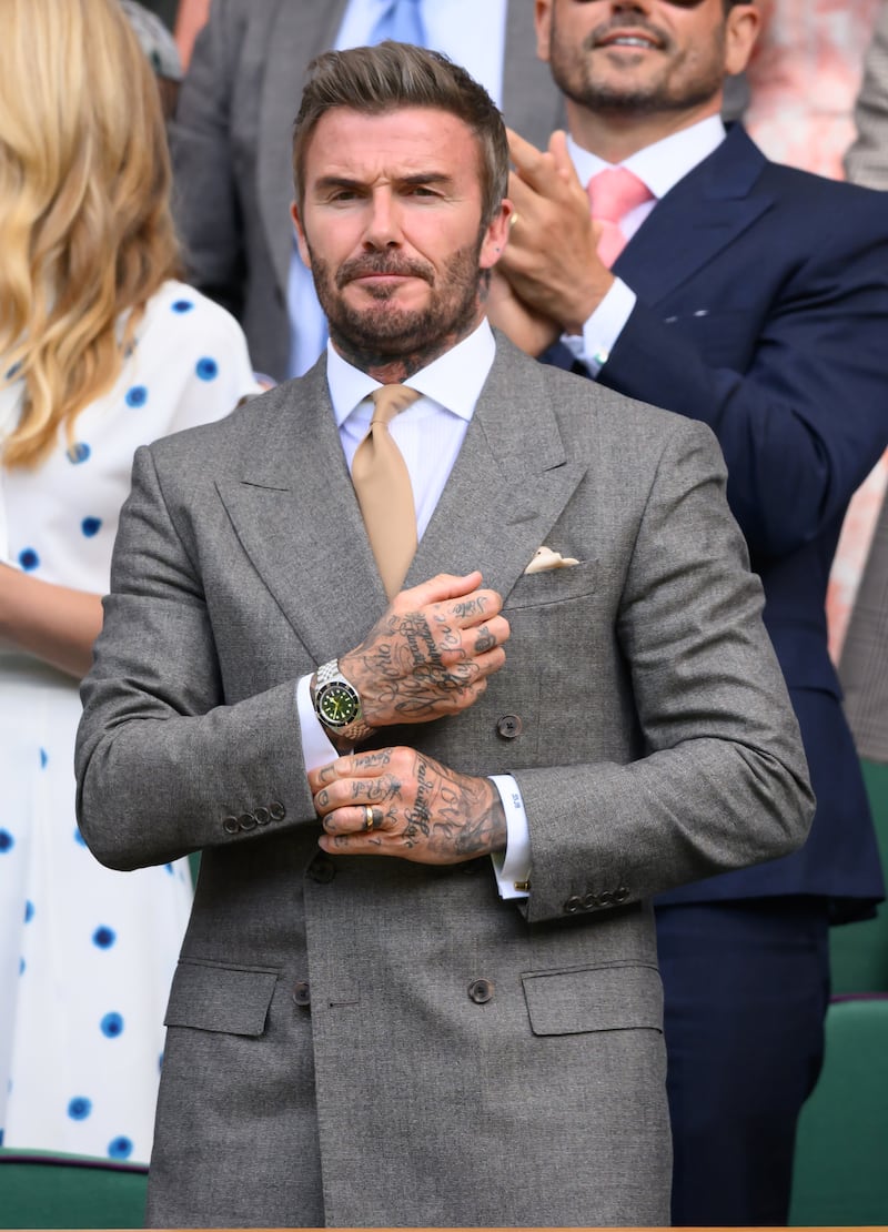 LONDON, ENGLAND - JUNE 29: Sir David Beckham attends day one of the 2026 Wimbledon Tennis Championships at All England Lawn Tennis and Croquet Club on June 29, 2026 in London, England. (Photo by Karwai Tang/WireImage)