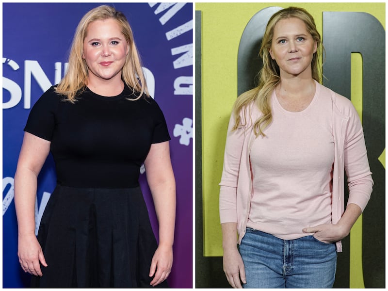 Amy Schumer in February 2025 and in April 2026.