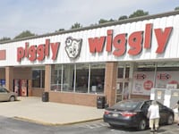 Exterior of Piggly Wiggly supermarket in Bowdon, Georgia.